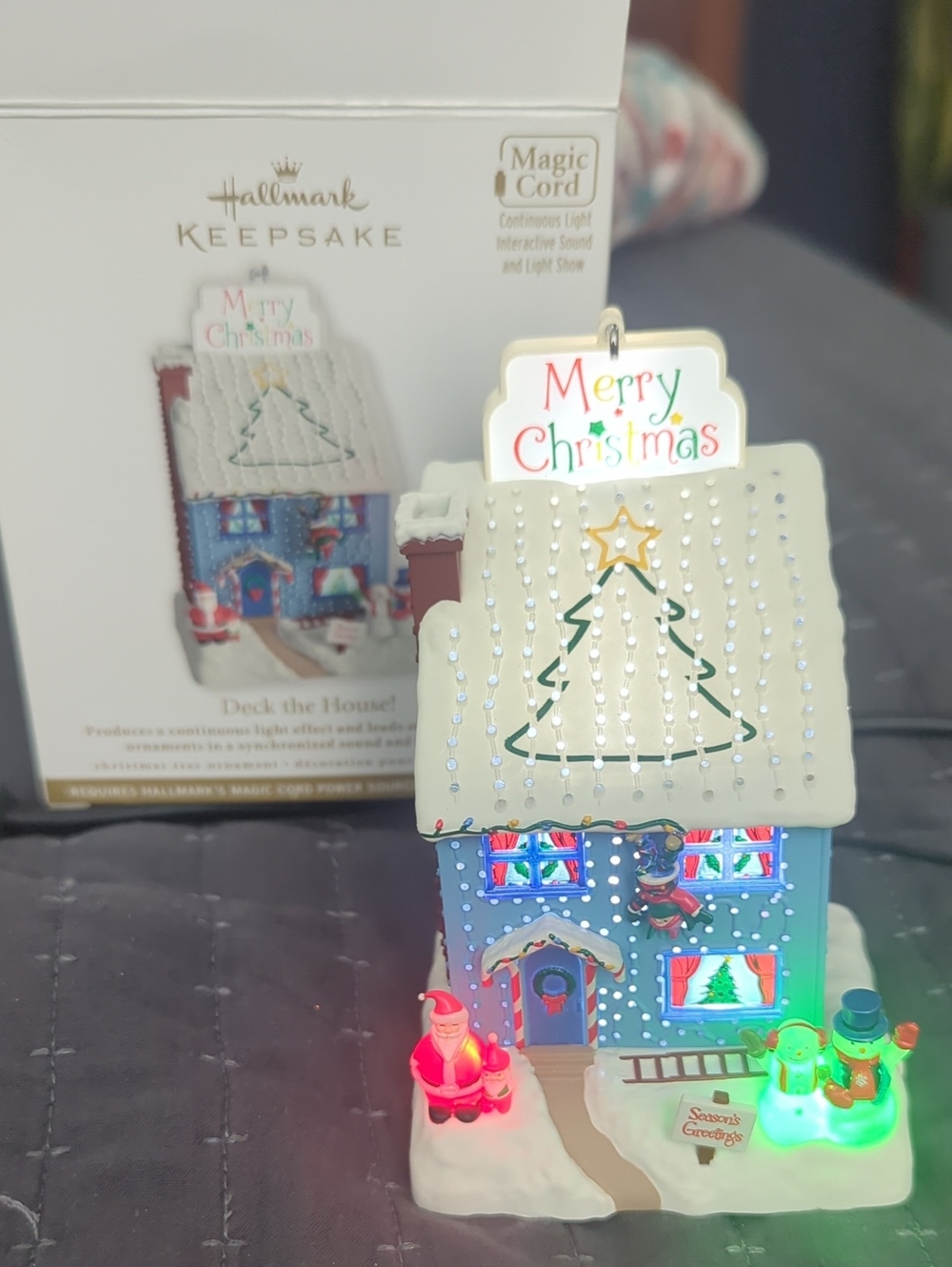 Hallmark Keepsake Light-Up Merry Christmas House - Blue, White, Red, Green
